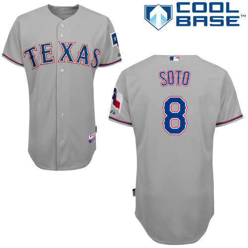 Geovany Soto #8 MLB Jersey-Texas Rangers Men's Authentic Road Gray Cool Base Baseball Jersey